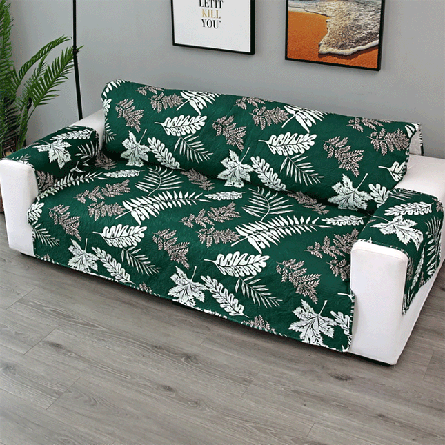 Copy of Sofa Cover Quilted Couch Covers Lounge Pet Protector Slipcovers Dark Green Leaves Splendid&Co.