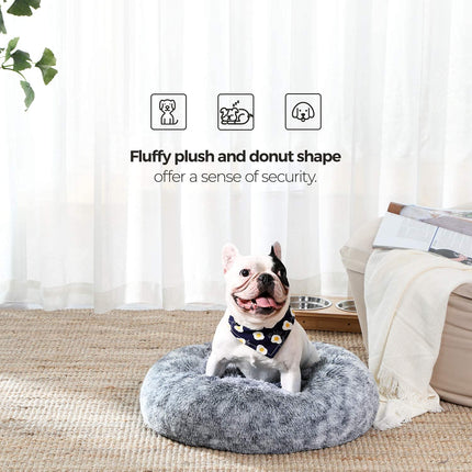 Dog Cat Pet Calming Bed Warm Soft Plush Light Grey Splendid&Co.