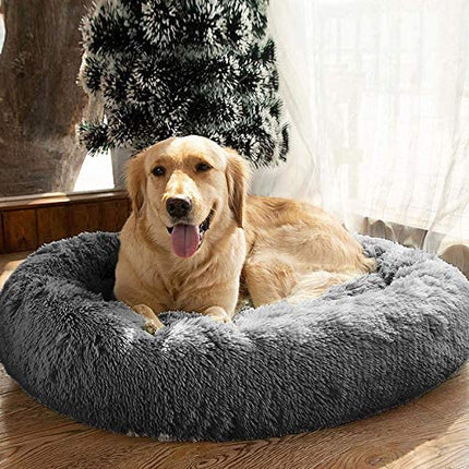 Dog Cat Pet Calming Bed Warm Soft Plush Light Grey Splendid&Co.