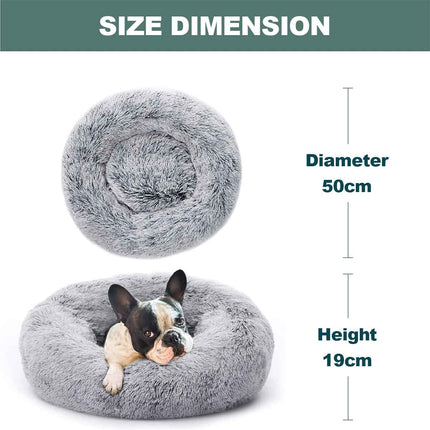 Dog Cat Pet Calming Bed Warm Soft Plush Light Grey Splendid&Co.