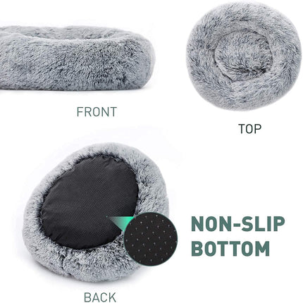 Dog Cat Pet Calming Bed Warm Soft Plush Light Grey Splendid&Co.