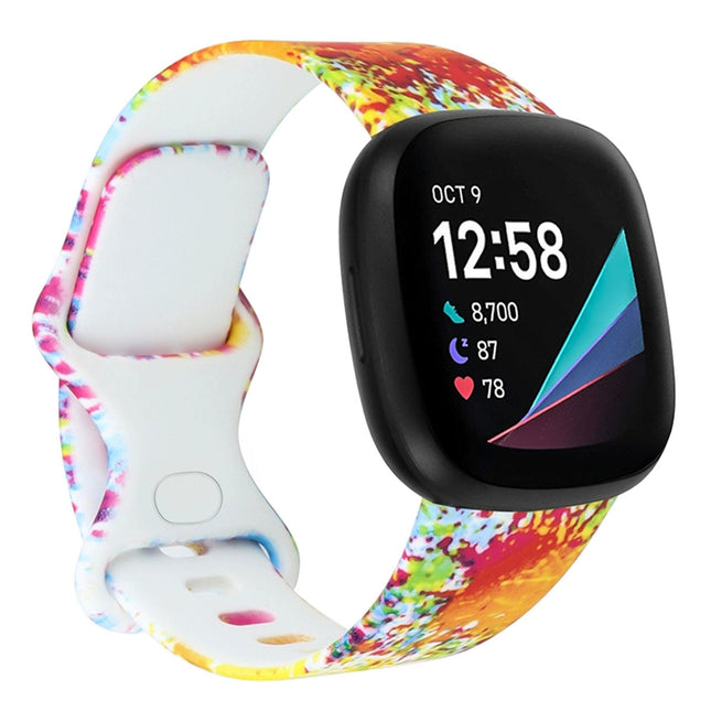 Fitbit Versa 3 Sense Smartwatch Soft Silicone Band Rainbow Splash Splendid&Co.