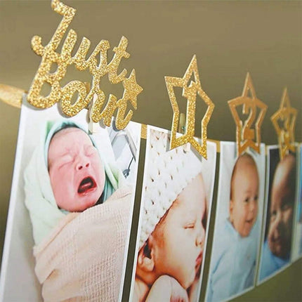 Gold Personalized One Year Photo Banner Monthly Photo Birthday Banner Splendid&Co.