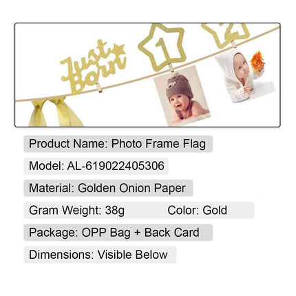 Gold Personalized One Year Photo Banner Monthly Photo Birthday Banner Splendid&Co.