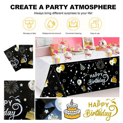 Happy Birthday Tablecloth Party Tableware Decorations-2PCS Splendid&Co.