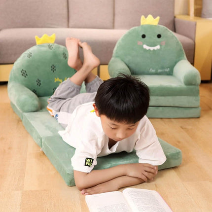 Kids Foldable Flip Out Plush Sofa Bed Children's Backrest Chair Yellow Cow Splendid&Co.