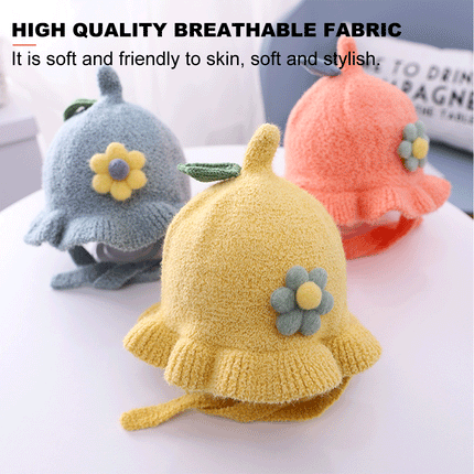 Kids Winter Warm Beanie BHats With Cute Sun Flower Splendid&Co.