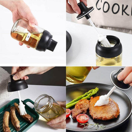 Kitchen Condiment Oil Honey Sugar Glass Bottle Black Set Splendid&Co.
