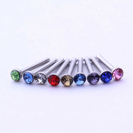 L Shape Nose Stud With 1.8mm Diameter Crystal Splendid&Co.