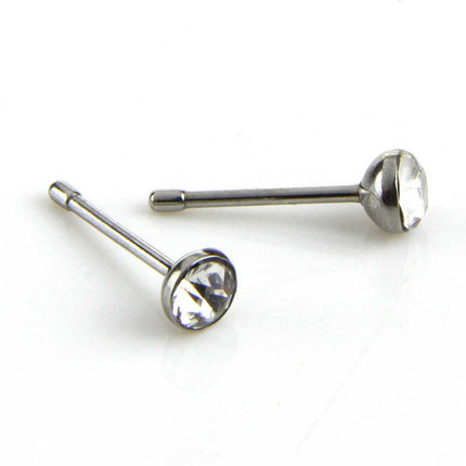 L Shape Nose Stud With 1.8mm Diameter Crystal Splendid&Co.