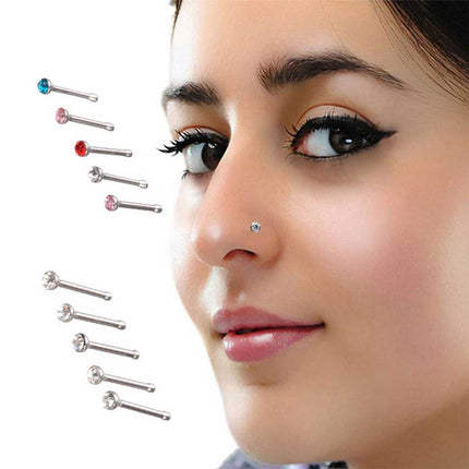 L Shape Nose Stud With 1.8mm Diameter Crystal Splendid&Co.