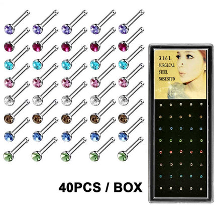 L Shape Nose Stud With 1.8mm Diameter Crystal Splendid&Co.