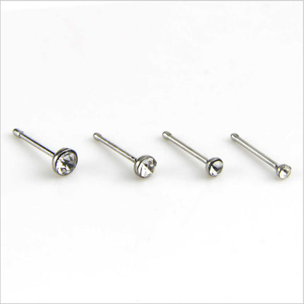 L Shape Nose Stud With 1.8mm Diameter Crystal Splendid&Co.