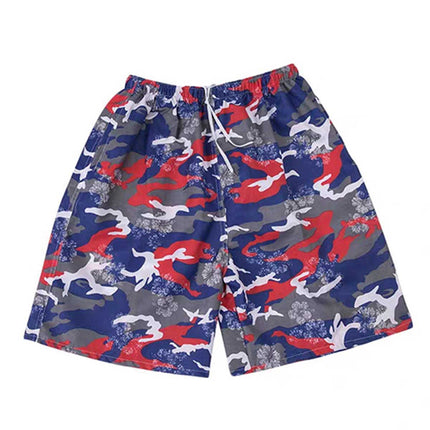Mens Summer Hawaiian Printed Shorts  Tropical Casual Red Camouflage Splendid&Co.