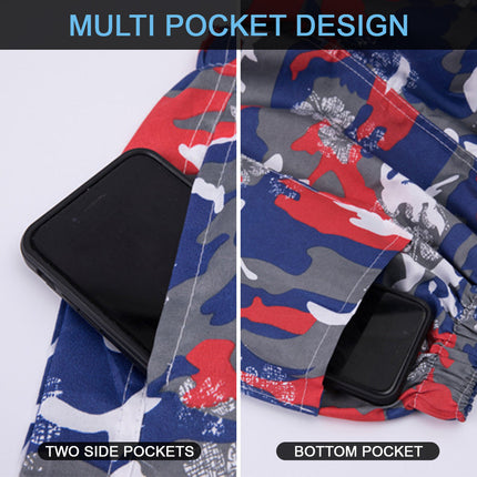 Mens Summer Hawaiian Printed Shorts  Tropical Casual Red Camouflage Splendid&Co.