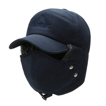 Mens Warm Winter Fur Trapper Hat With Balaclava Mask Midnight Blue Splendid&Co.