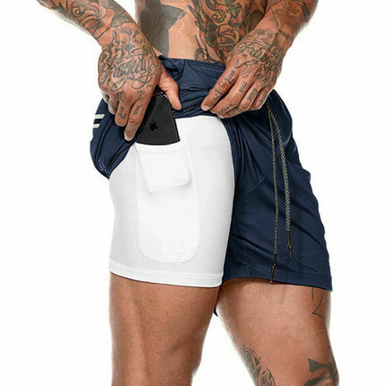 Mens Workout 2 in 1 Shorts 7" Running Jogging Phone Pocket Splendid&Co.