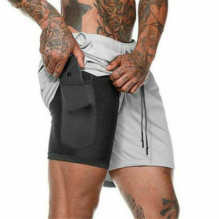 Mens Workout 2 in 1 Shorts 7" Running Jogging Phone Pocket Splendid&Co.