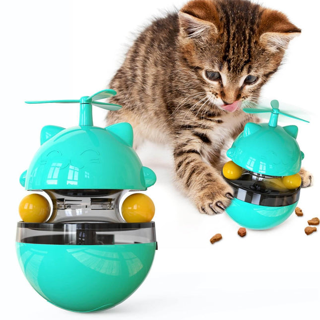 Portable Cat Whirlwind Tumbler With Food Dispenser Turquoise Splendid&Co.