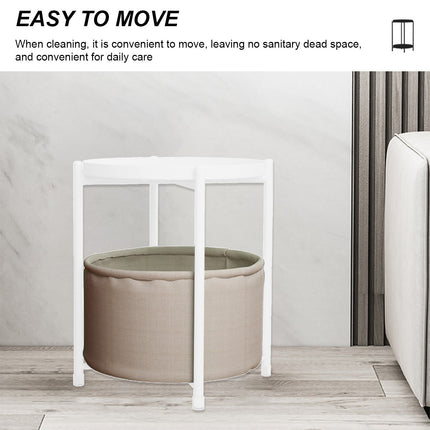 Round Side Table With Storage Coffee Bedside Stand Nightstand - White Splendid&Co.