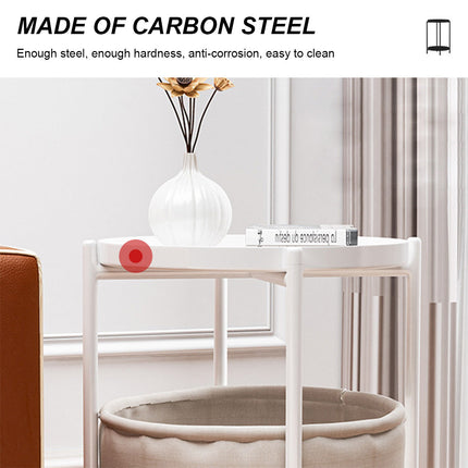 Round Side Table With Storage Coffee Bedside Stand Nightstand - White Splendid&Co.