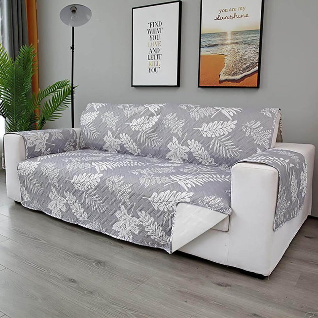 Sofa Cover Quilted Couch Covers Lounge Pet Protector Slipcovers Grey Leaves Splendid&Co.