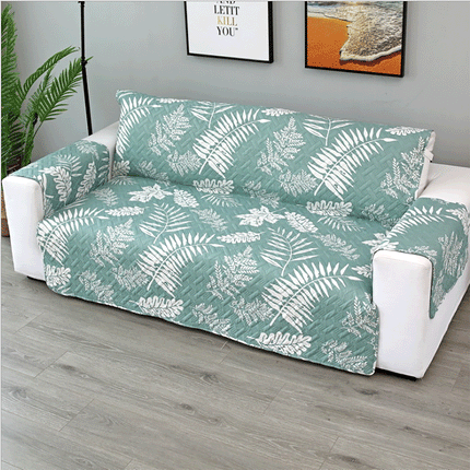 Sofa Cover Quilted Couch Covers Lounge Pet Protector Slipcovers Light Green Leaves Splendid&Co.