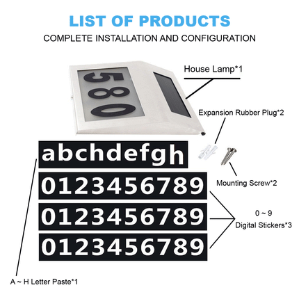Stainless Steel Solar Powered House Number LED Light Splendid&Co.