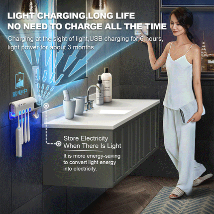 UV Toothbrush Automatic Sterilizer Holder and Toothpaste Dispenser White Splendid&Co.