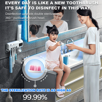 UV Toothbrush Automatic Sterilizer Holder and Toothpaste Dispenser White Splendid&Co.