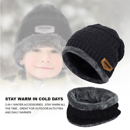Winter Knitted Hat Kids Child  Neck Warm Chunky Beanie Navy Splendid&Co.