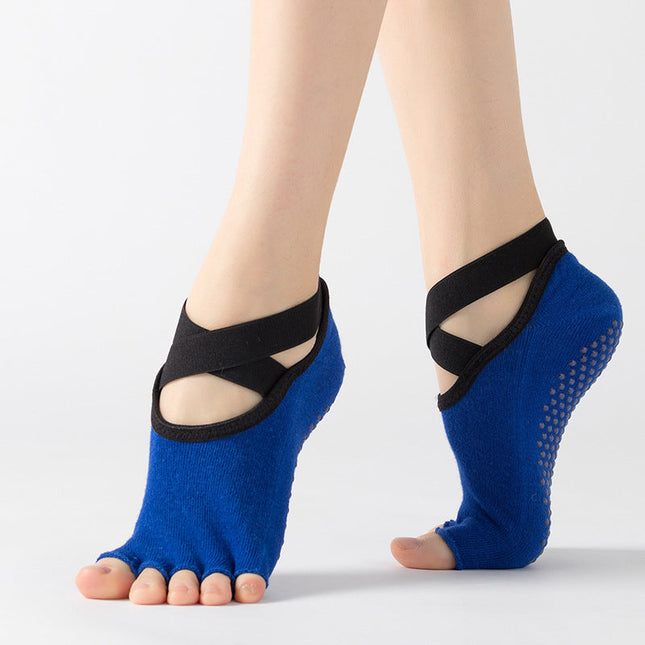 Women Yoga Socks Toeless Non-Slip Grips -Blue Splendid&Co.