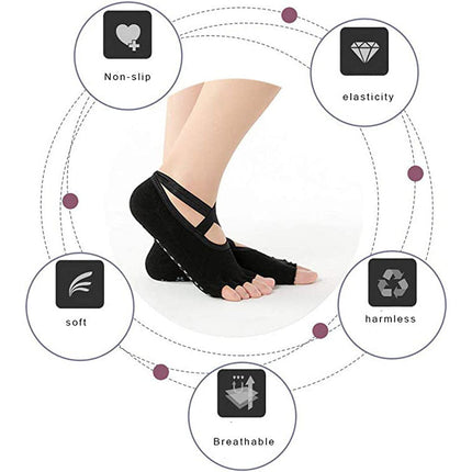 Women Yoga Socks Toeless Non-Slip Grips -Light Grey Splendid&Co.