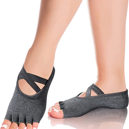 Women Yoga Socks Toeless Non-Slip Grips -Light Grey Splendid&Co.