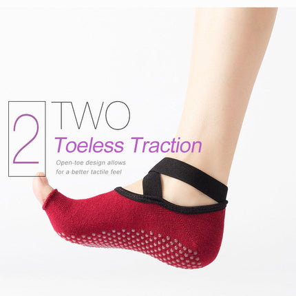 Women Yoga Socks Toeless Non-Slip Grips -Light Grey Splendid&Co.
