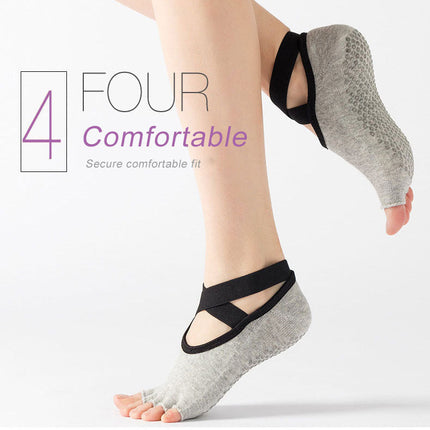Women Yoga Socks Toeless Non-Slip Grips -Light Grey Splendid&Co.