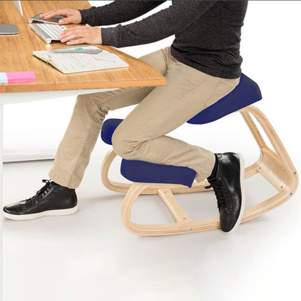 Wooden Ergonomic Kneeling Chair Stool Posture Correcting Blue Splendid&Co.