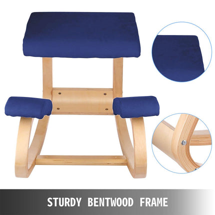 Wooden Ergonomic Kneeling Chair Stool Posture Correcting Blue Splendid&Co.