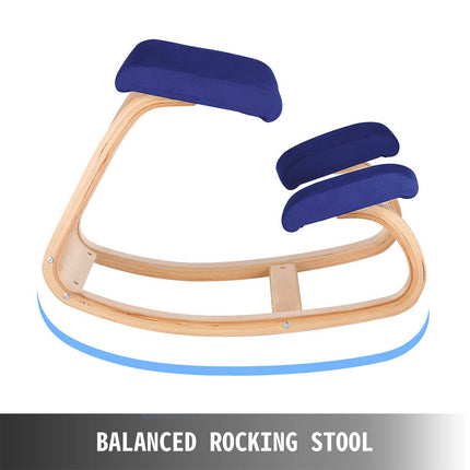 Wooden Ergonomic Kneeling Chair Stool Posture Correcting Blue Splendid&Co.