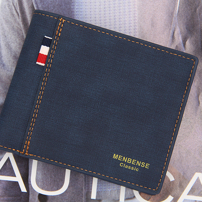 Blue Credit Card Holder Men's Money Cash Wallet Clip RFID Blocking