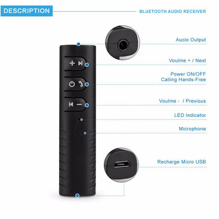 Wireless Bluetooth AUX Audio Music Receiver Car Adapter