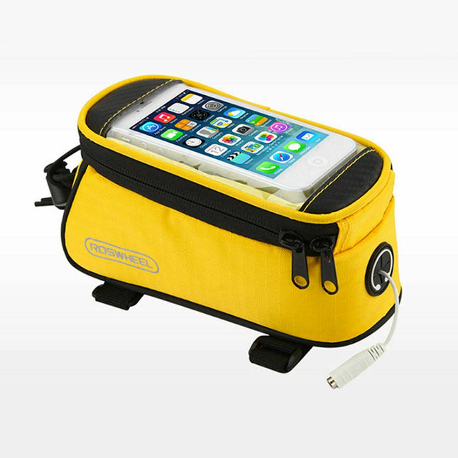 Cycling Frame Bag Bicycle Bike Mobile Phone Holder Yellow - Image 1