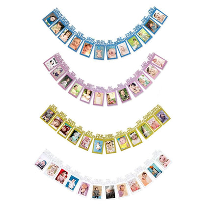 Gold Personalized One Year Photo Banner Monthly Photo Birthday Banner - Image 4
