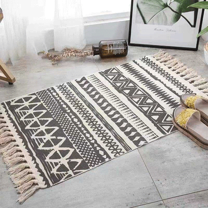 Graffiti Retro Bohemian Tassel Knitted Floor Carpet Mat - Image 10
