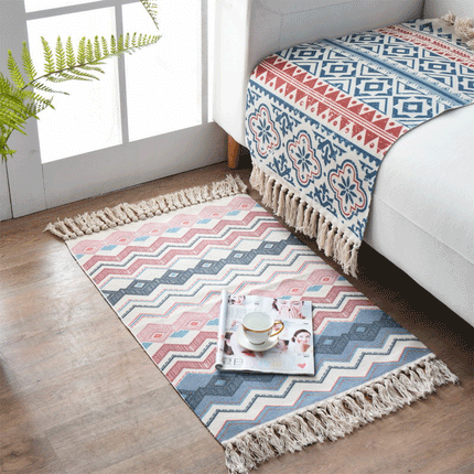 Graffiti Retro Bohemian Tassel Knitted Floor Carpet Mat - Image 2