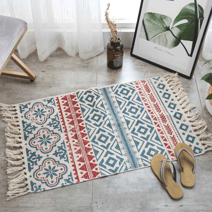 Graffiti Retro Bohemian Tassel Knitted Floor Carpet Mat - Image 3