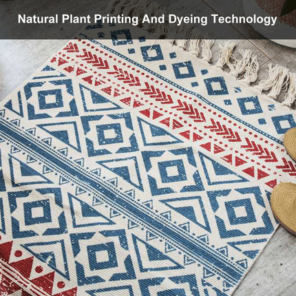 Graffiti Retro Bohemian Tassel Knitted Floor Carpet Mat - Image 5