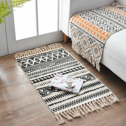 Graffiti Retro Bohemian Tassel Knitted Floor Carpet Mat - Image 9