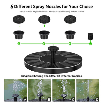 Solar Powered Floating Pump Water Fountain Birdbath Home Pool Garden