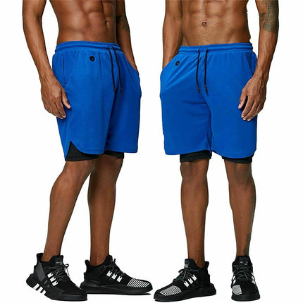 Men 2 in 1 Running Shorts Gym with Phone Pocket Hole - Image 10